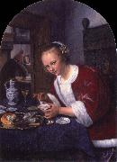 Jan Steen Girl offering oysters Sweden oil painting reproduction